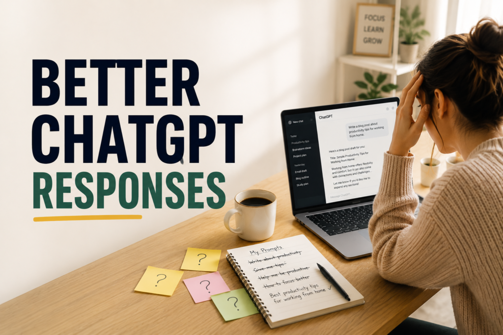 Beginner improving ChatGPT responses while using a laptop at home